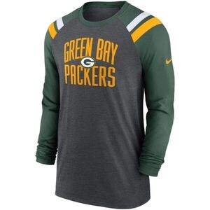 Men’s Green Bay Packers Nike tri-blend raglan long sleeve T shirt, Size XL.